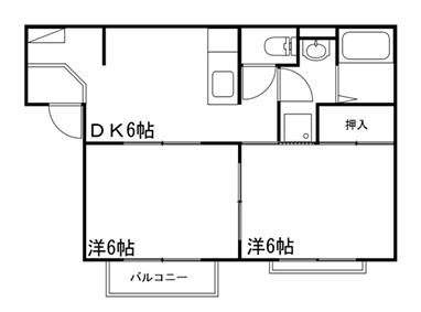 グラン・ラシーヌ(2DK/2階)の間取り写真