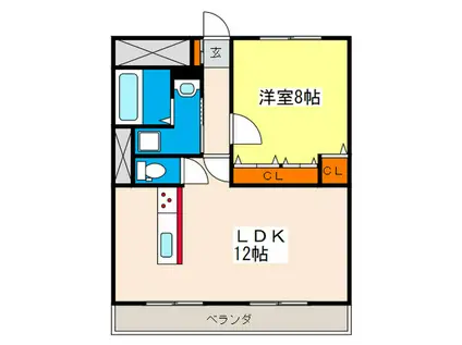 アルパウエストビラII(1LDK/6階)の間取り写真