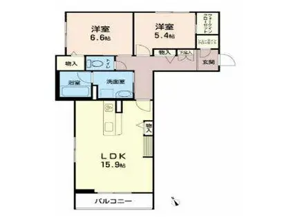 ベレオ盛岡八幡(2LDK/2階)の間取り写真