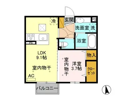 オリーブ ガーデン(1LDK/1階)の間取り写真