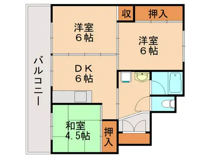 ビレッジハウス水巻(3DK/2階)の間取り写真