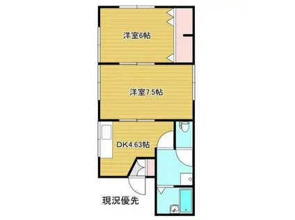 ハイネスS(2DK/1階)の間取り写真