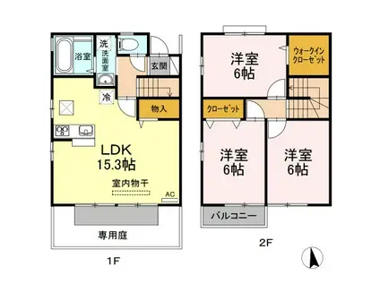 TSスクエアC棟(3LDK/1階)の間取り写真