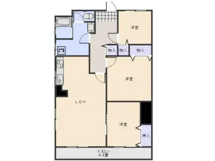 竹村ビル(3LDK/2階)の間取り写真