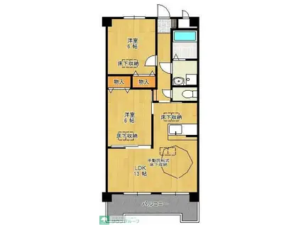 グロワール・エーリ壱番館(2LDK/2階)の間取り写真