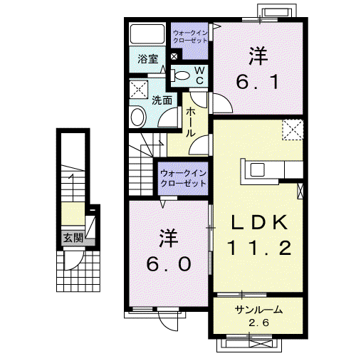 こもんど弐番館(2LDK/2階)の間取り写真