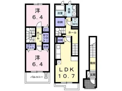グランド マム(2LDK/2階)の間取り写真