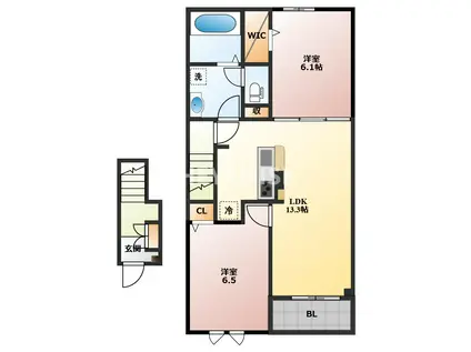 ファミール・ヴィスタ(2LDK/2階)の間取り写真