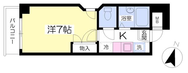 メゾン北仙台(1K/2階)の間取り写真