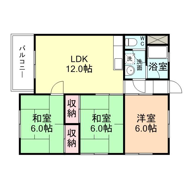ロイヤルハイツ(3LDK/2階)の間取り写真