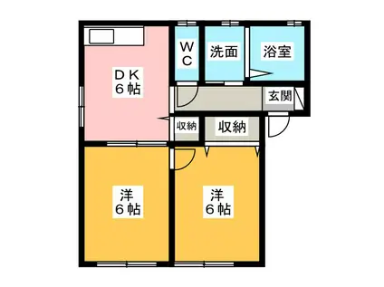 グリーンリーフ(2K/2階)の間取り写真