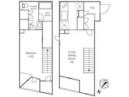 KDXレジデンス三宿(1LDK/2階)の間取り写真