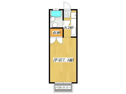 ハイランドMA(1K/2階)の間取り写真