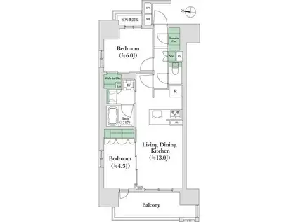 オープンレジデンシアTHE MID MARK(2LDK/8階)の間取り写真