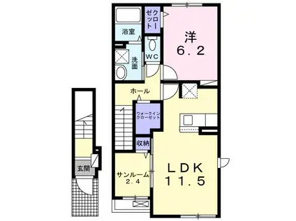 ベル フルール I(1LDK/2階)の間取り写真