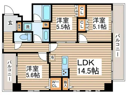 サンジョイアゼロ(3LDK/5階)の間取り写真