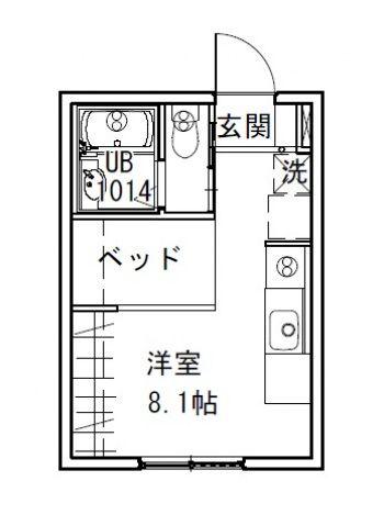 ハイドランジア草津(ワンルーム/2階)の間取り写真