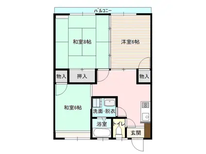 プランシェール黒石野A(3K/1階)の間取り写真