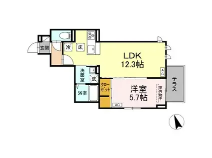 ASSET-COURT調布ヶ丘(1LDK/1階)の間取り写真