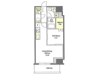 プライムメゾン湯島(1LDK/12階)の間取り写真