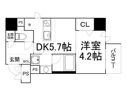 GAUDI(1DK/8階)の間取り写真