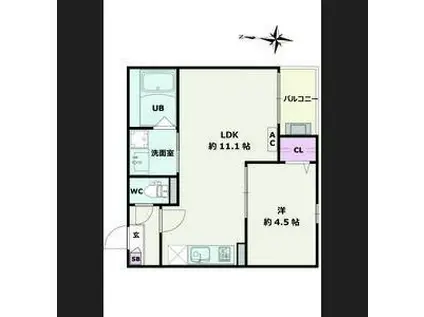 JACK OHATAI(1LDK/1階)の間取り写真