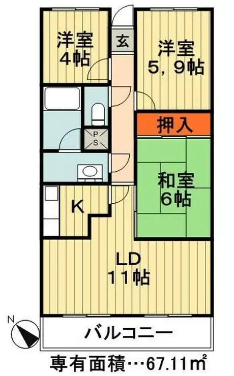 潮ハイツ 5階階 間取り