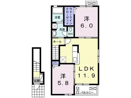 フラワー(2LDK/2階)の間取り写真