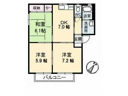 メゾンデラW B棟(3DK/2階)の間取り写真