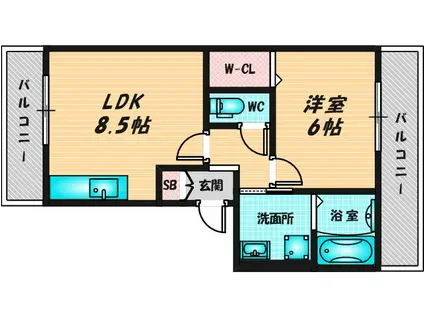 グランシャリオSG(1LDK/1階)の間取り写真