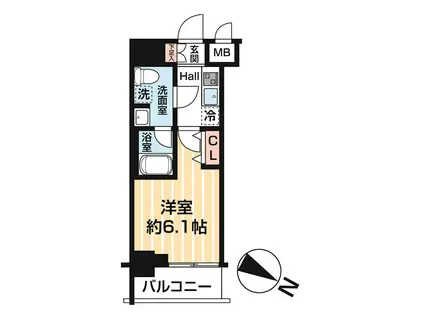 MAXIV BANDOBASHI TWIN イースト(1K/4階)の間取り写真