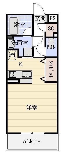 パルテール(ワンルーム/3階)の間取り写真