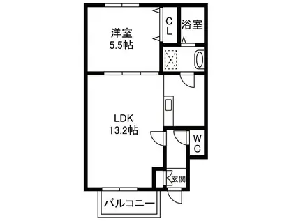 メゾンYB(1LDK/1階)の間取り写真