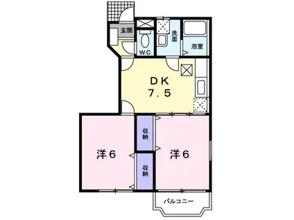 サニーヴィレッジA(2DK/1階)の間取り写真