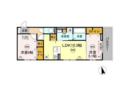 ユーフォリア A棟(2LDK/3階)の間取り写真