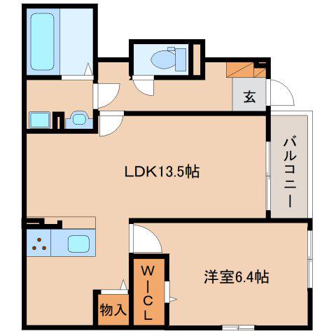ヴェルデ ルーチェ(1LDK/1階)の間取り写真