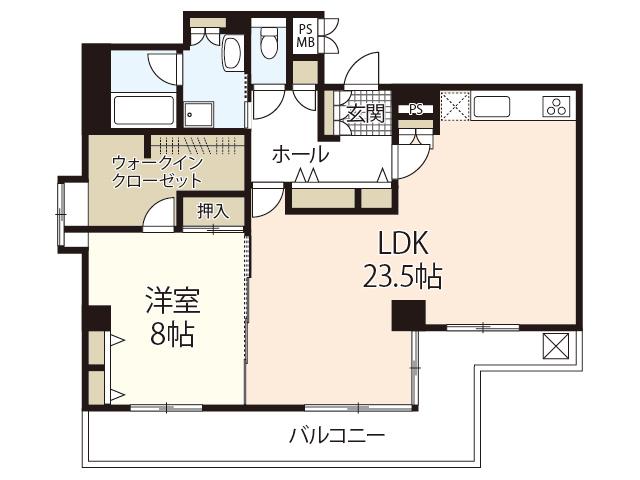 横村ビル(1LDK/4階)の間取り写真