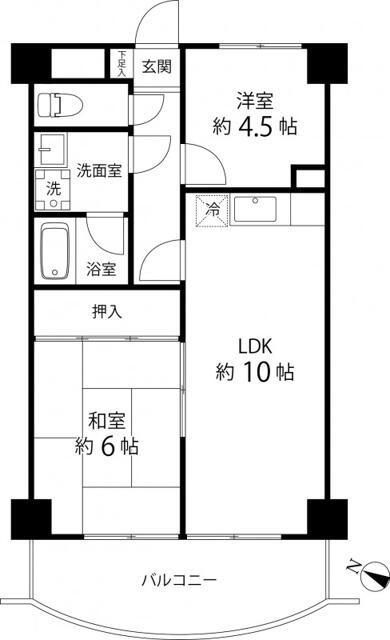 クオーレプロバンス篠崎(2LDK/6階)の間取り写真