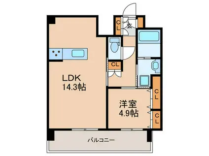 エンクレスト博多PARKSIDE(2LDK/14階)の間取り写真