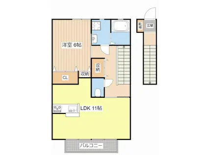 モンヴィーナス(1LDK/2階)の間取り写真