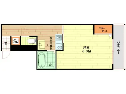 ラインハイツセト(ワンルーム/6階)の間取り写真