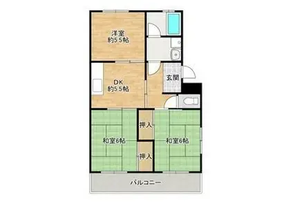 ファミール八幡(3DK/3階)の間取り写真