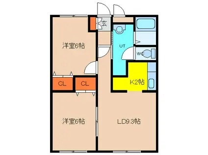 ステアSH(2LDK/2階)の間取り写真