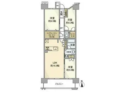 クレストプライムレジデンスパーク五番街(3LDK/4階)の間取り写真