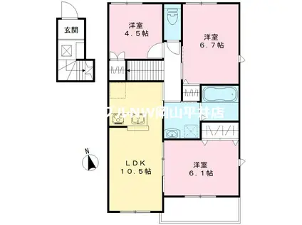 ユアメゾン益野B(3LDK/2階)の間取り写真