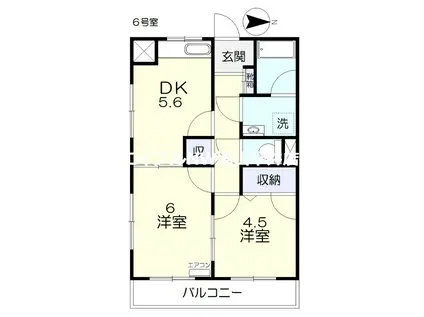 メゾン・ドゥ・フクセン(2DK/2階)の間取り写真