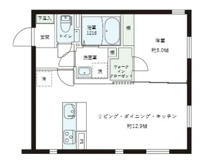 レピュア目黒本町レジデンス(1LDK/2階)の間取り写真