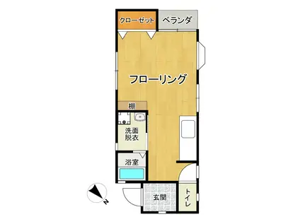 コーポラスいちぶ(ワンルーム/2階)の間取り写真