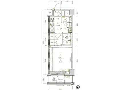 LUMEED AXAS鵜の木(1K/2階)の間取り写真