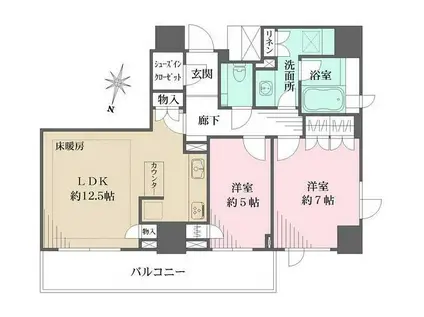 パークハウス平河町(2LDK/10階)の間取り写真